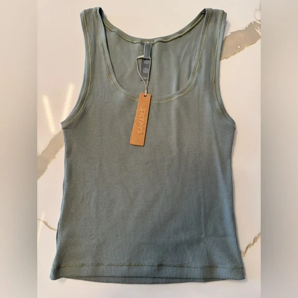 SKIMS Cotton Ribbed Tank - Mineral - Picture 1 of 4
